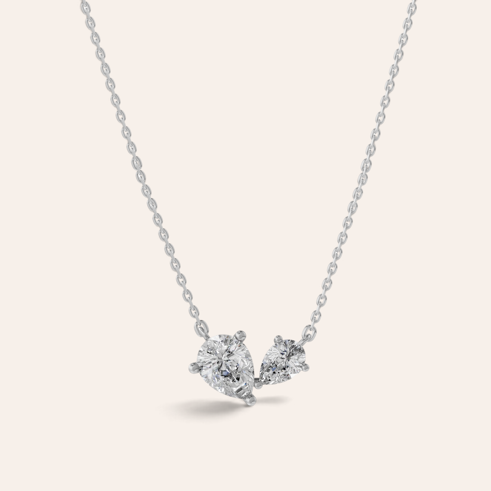 Louèn Diamonds Toi et Moi collier met twee peervormige lab-grown diamanten in 14k witgoud