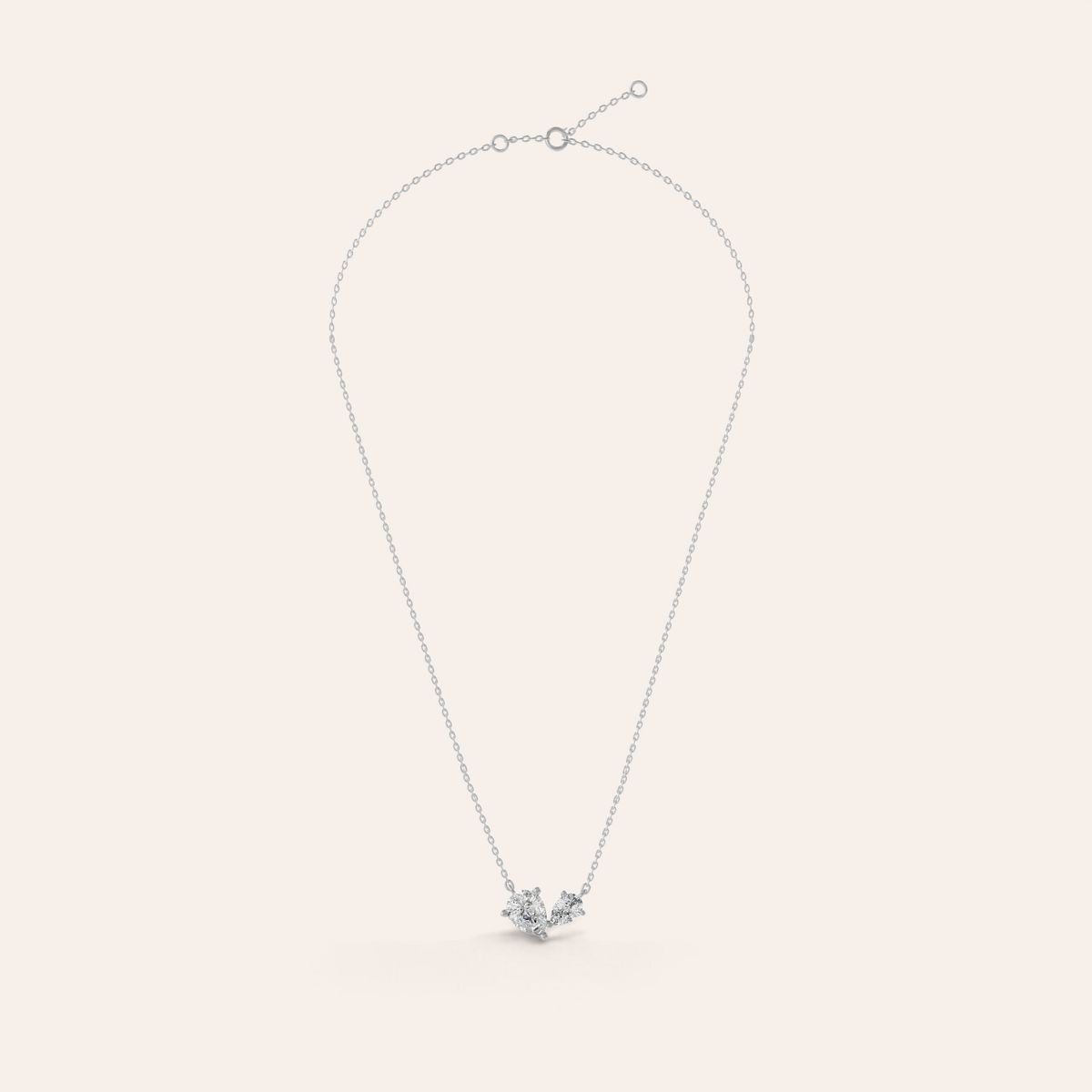 Louèn Diamonds Toi et Moi collier van 14k witgoud met twee lab-grown diamanten van 1.1 ct in een verfijnd ontwerp.