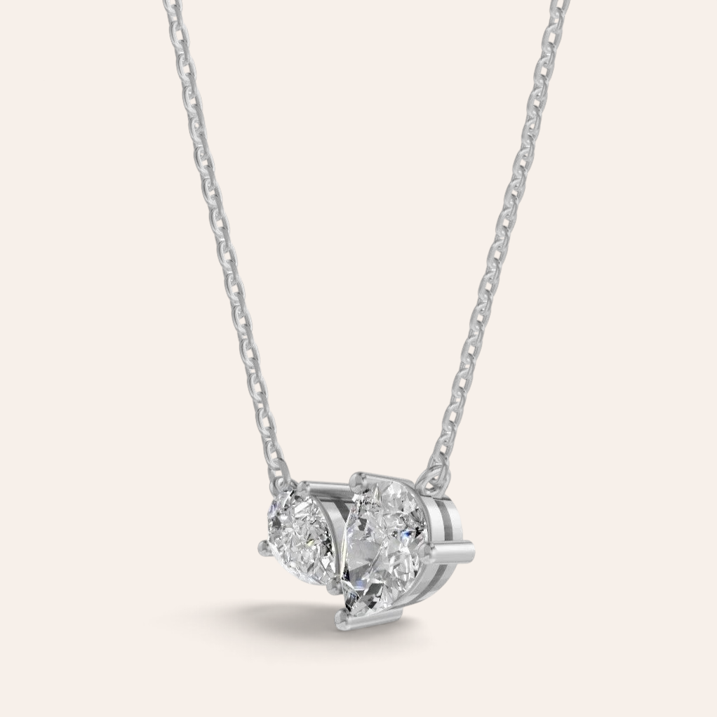 Louèn Diamonds Toi et Moi collier van 14k witgoud met twee lab-grown diamanten in een elegante zetting