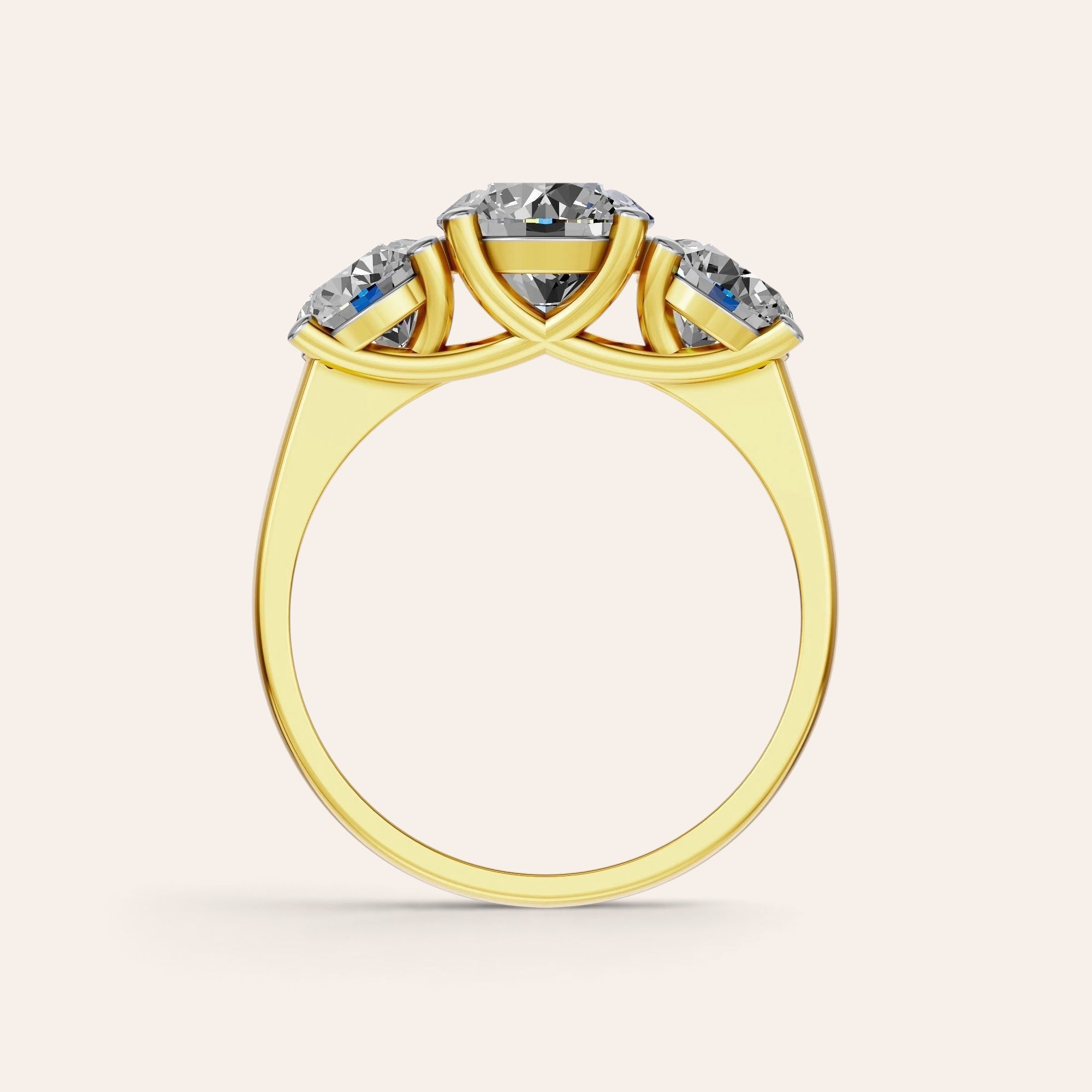 Louèn Diamonds trilogie verlovingsring van 14k geelgoud met drie ronde lab-grown diamanten in een klassieke zetting.