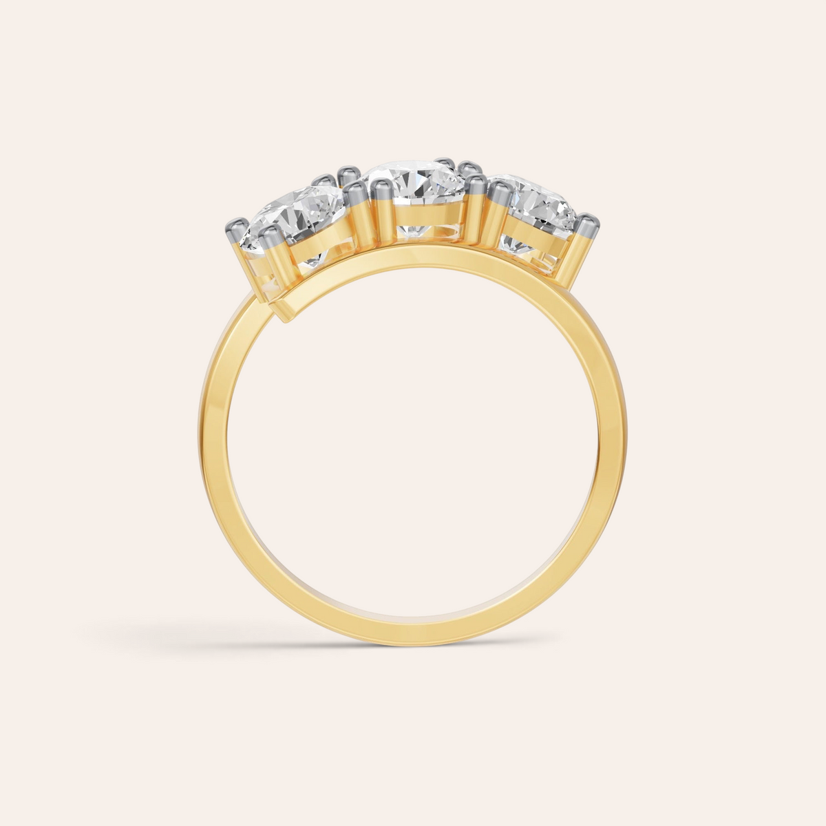 Louèn Diamonds ronde trilogie verlovingsring van 14k geelgoud met drie schitterende diamanten in een klassieke zetting.