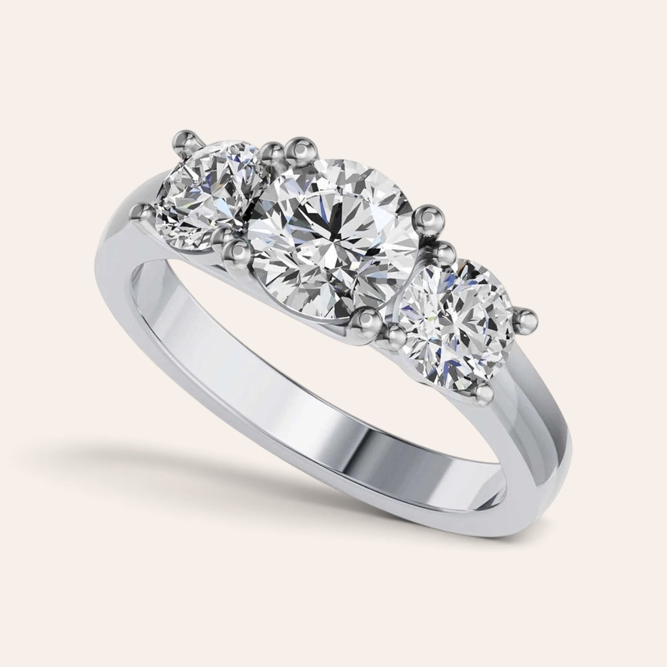 Louèn Diamonds trilogie verlovingsring van 14k witgoud met drie ronde diamanten in een tijdloos ontwerp