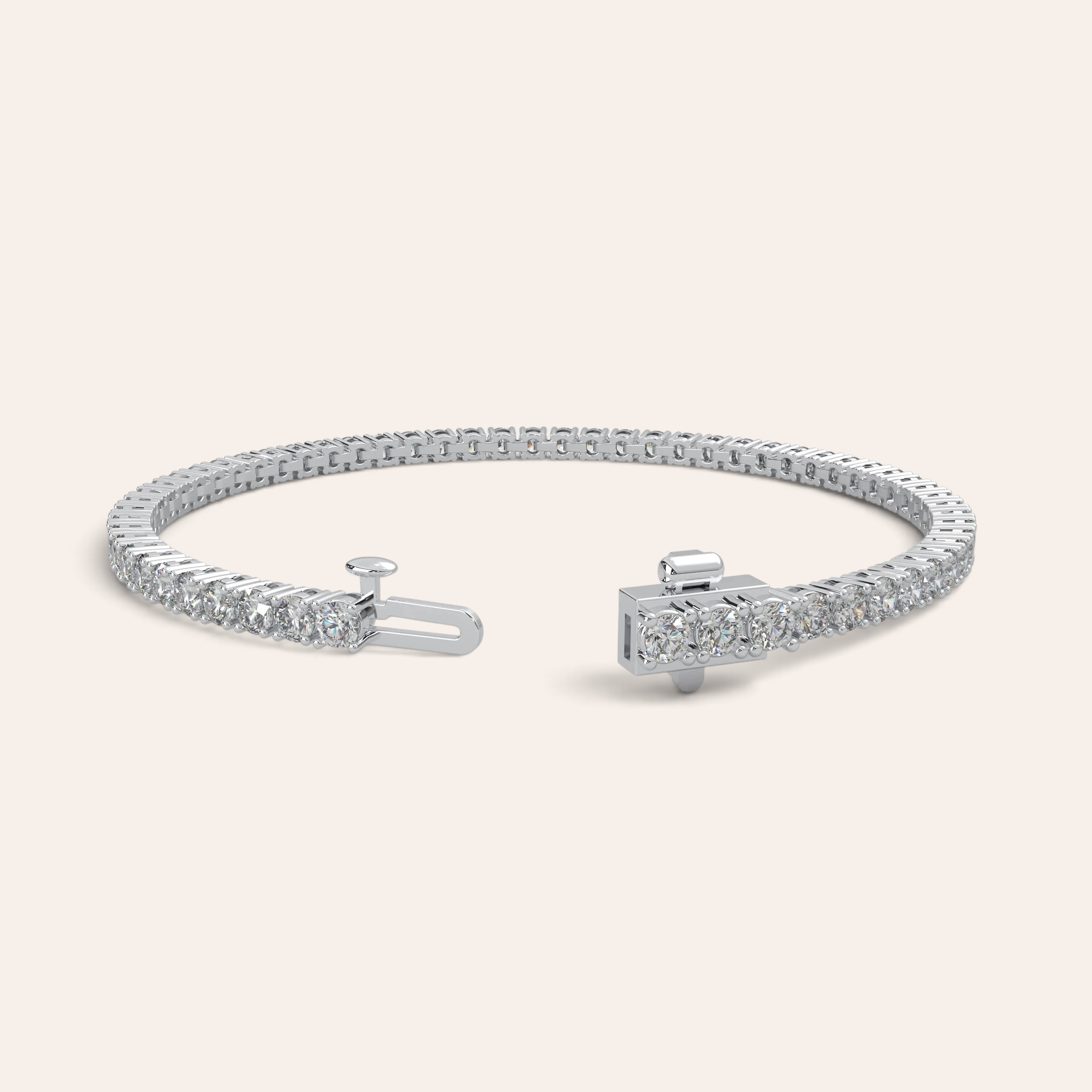 Louèn Diamonds tennisarmband van 14k witgoud met 4,5 karaat diamanten en een veilige kliksluiting.