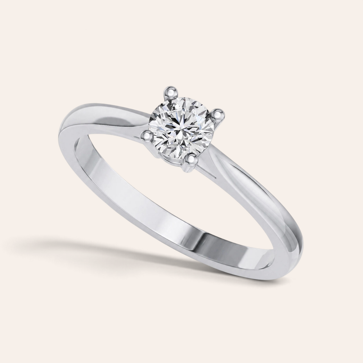 Louèn Diamonds solitaire verlovingsring van 14k witgoud met een ronde 0,5 karaat diamant in een klassieke zetting.