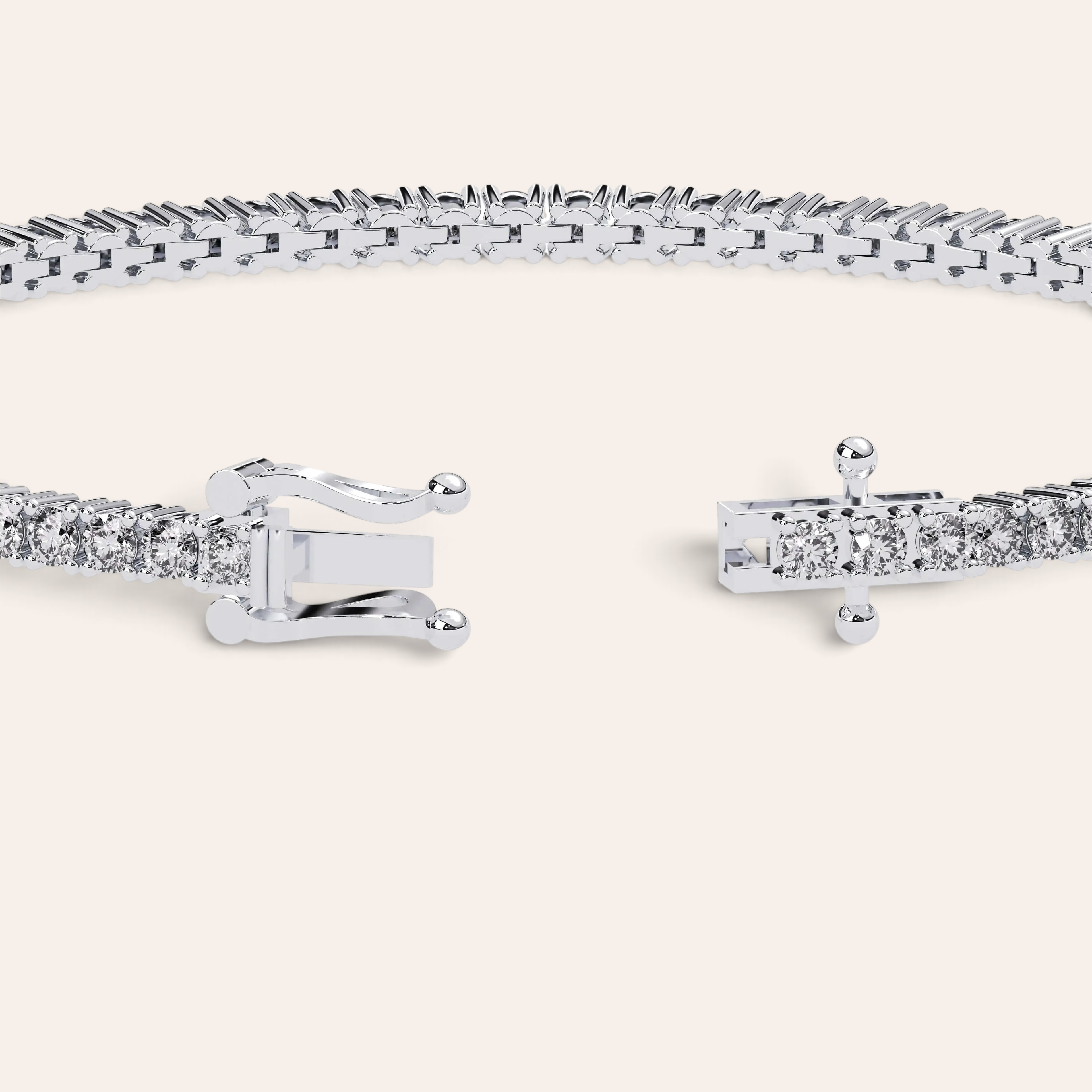 Louèn Diamonds tennisarmband van 14k witgoud met 3.2 ct diamanten en een verfijnde kliksluiting.