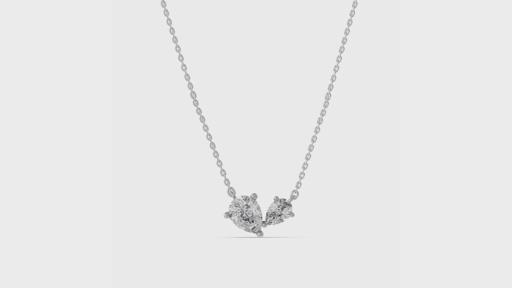Louèn Diamonds 14k witgouden toi et moi collier met 2 lab grown diamanten 1.5ct totaal 360 video