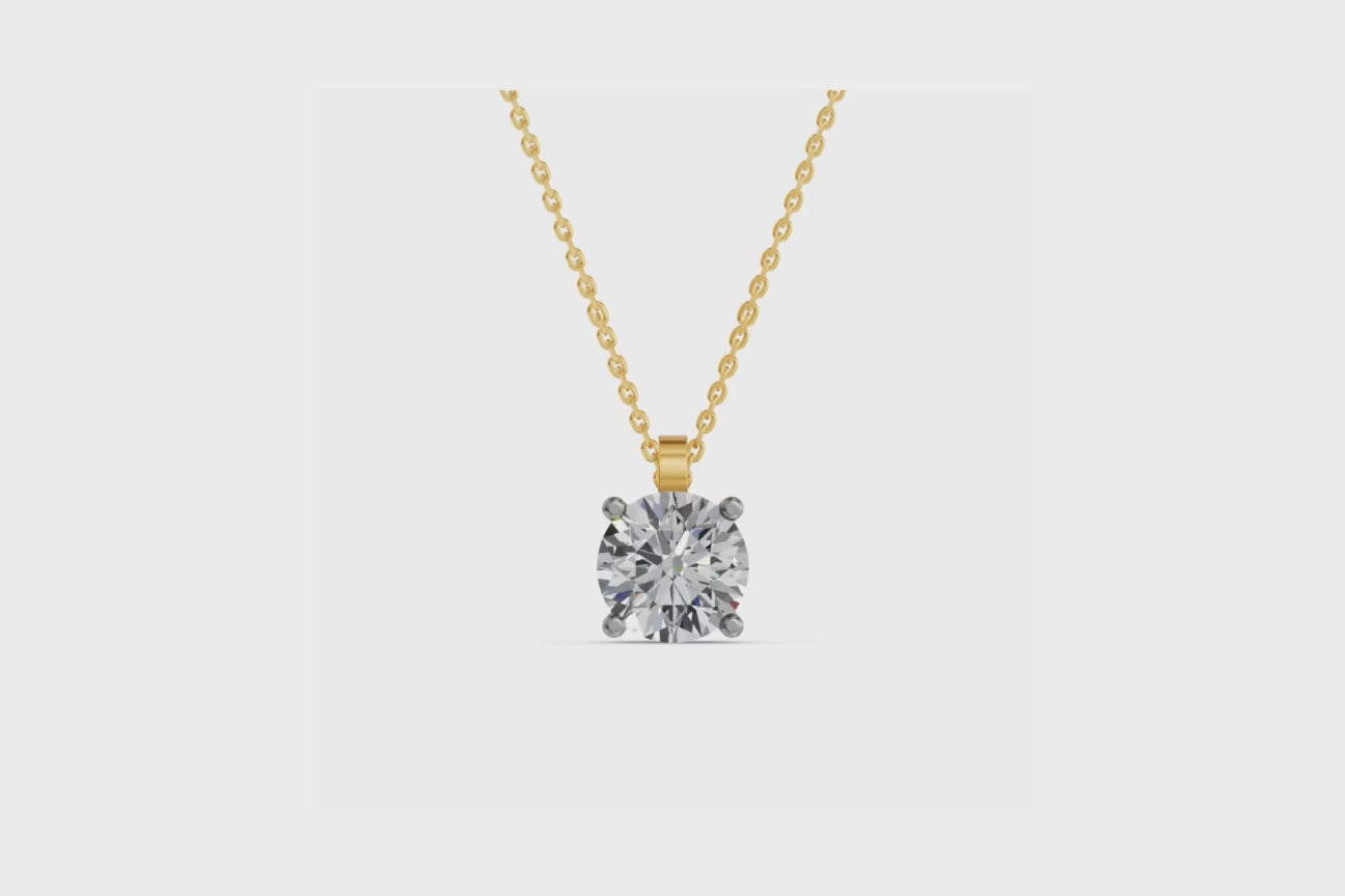 Geelgouden solitaire collier 2.2 ct lab-grown diamant, 360 graden video