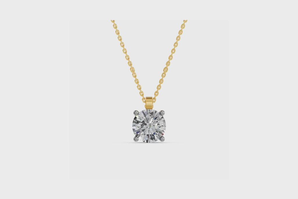 Geelgouden solitaire collier 2.2 ct lab-grown diamant, 360 graden video