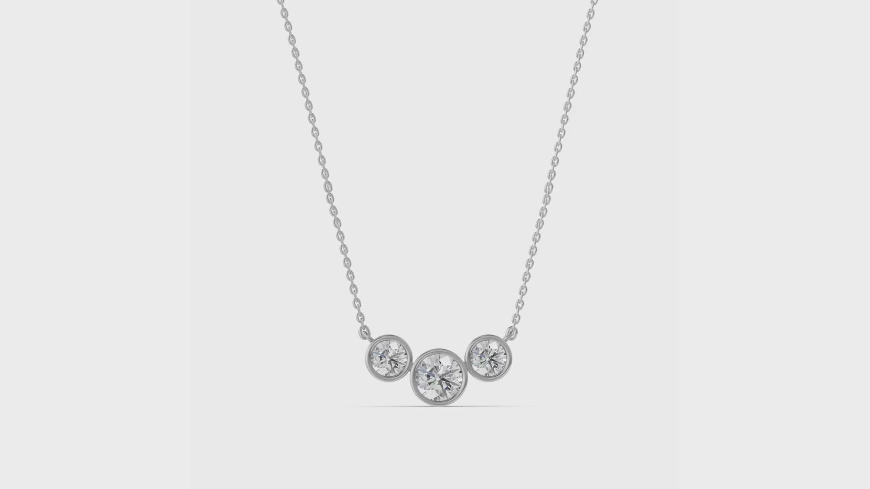 Louèn Diamonds 14k witgouden collier met 3 lab grown diamanten 2.5ct totaal video