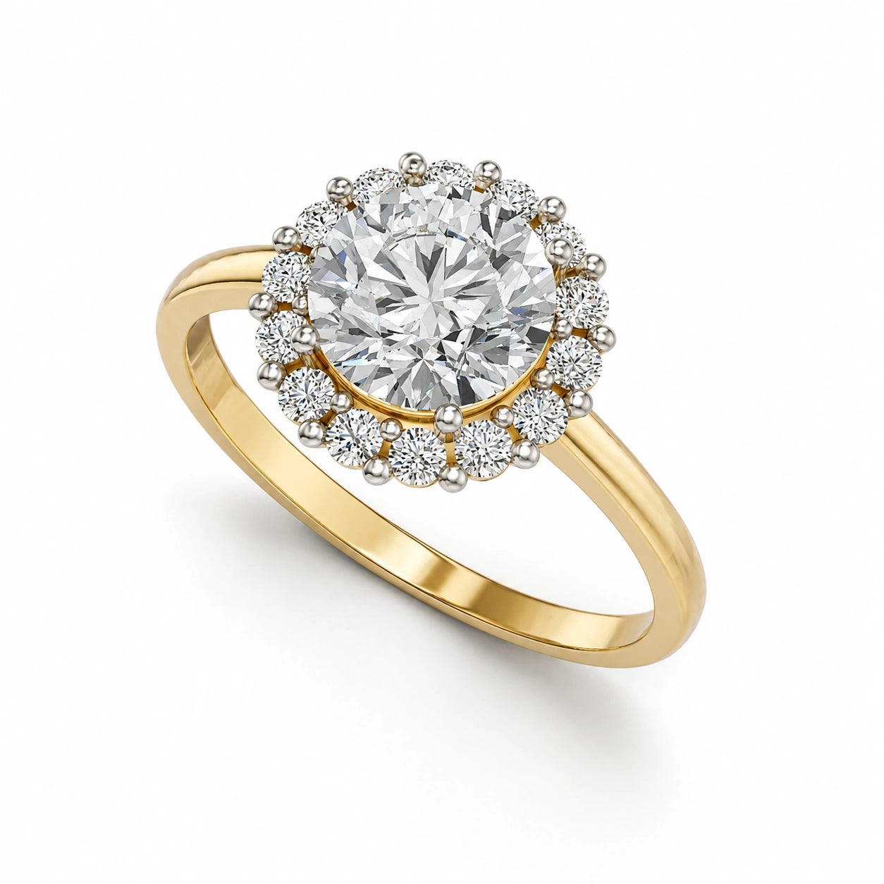 Ronde halo verlovingsring · 1.75 ct.